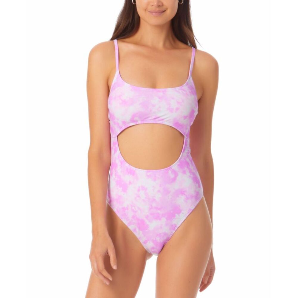 California Waves Juniors' Printed Cutout One-Piece Swimsuit